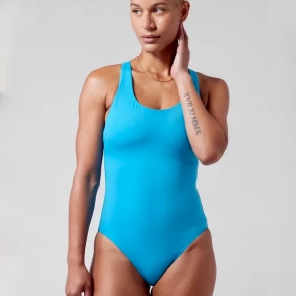 Athleta Malibu One Piece Swimsuit Blue - Picture 1 of 9
